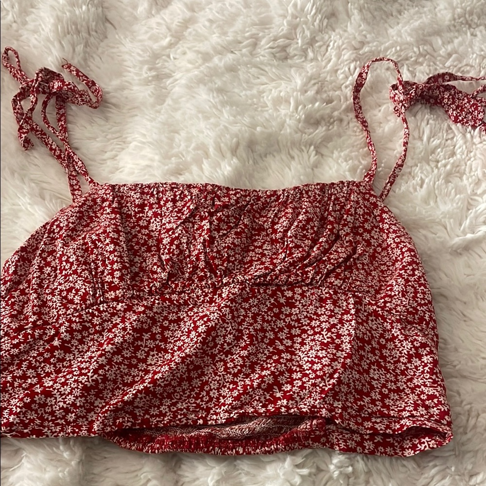 SHEIN red Ruched Tie Front Camisole